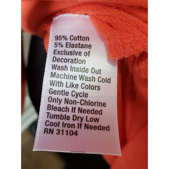 Crown & Ivy Women's Orange & White Cotton Round Neck Long Sleeve Top Blouse M - Picture 7 of 13